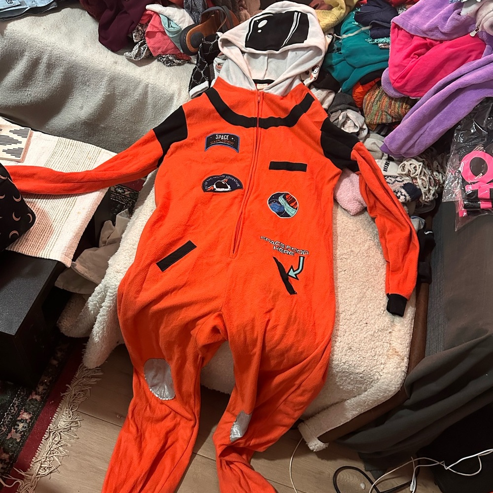 Cat & Jack Orange Space-Themed Women's Pajama Onesie